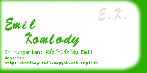 emil komlody business card